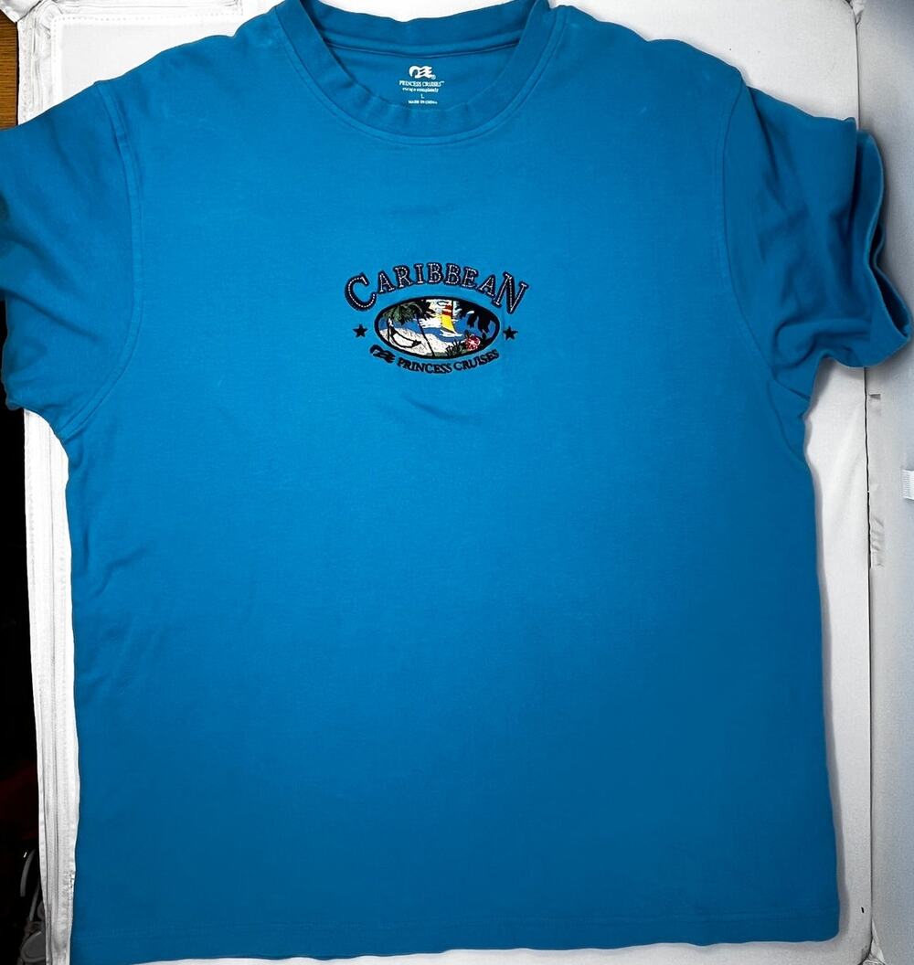 Princess Cruises Caribbean Embroidered Tshirt Size Large PreOwned in fair condit